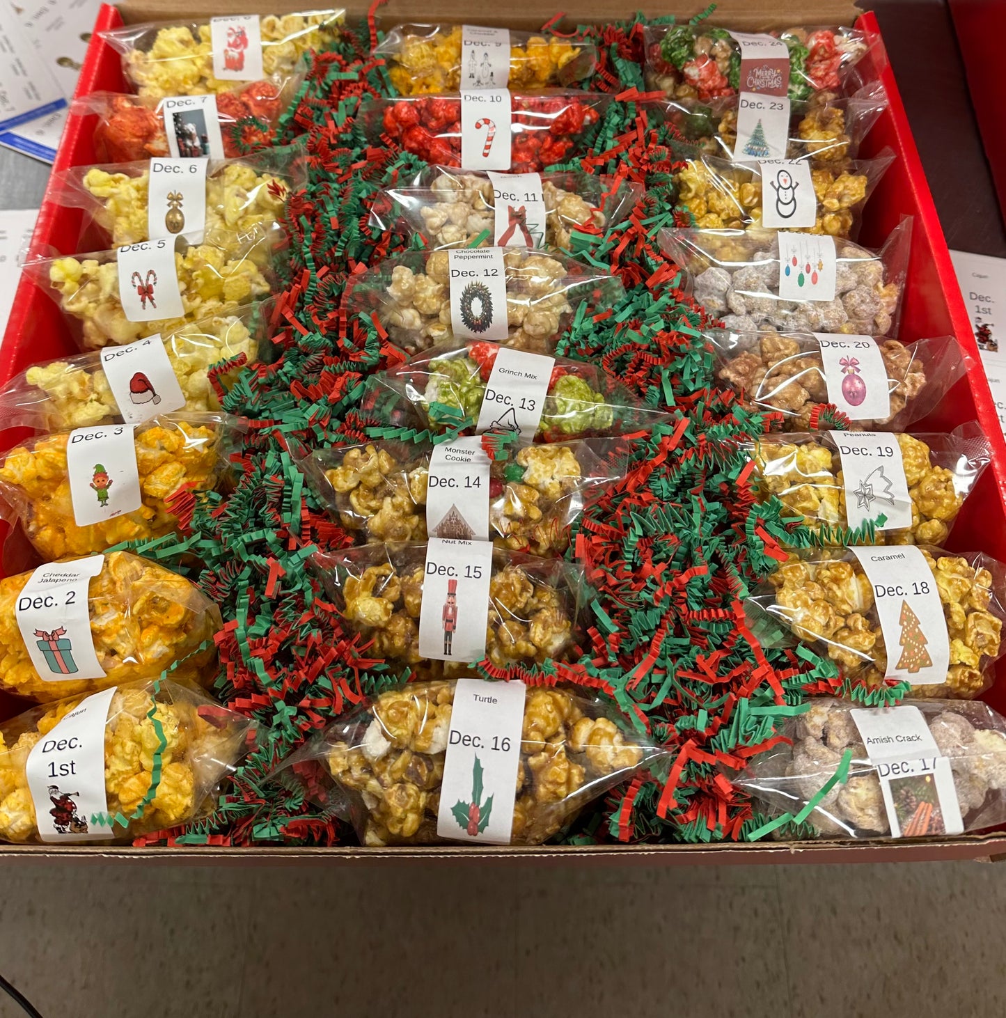 Advent Popcorn calendar